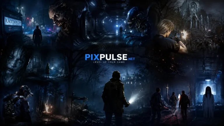 Best horror games collage featuring survival horror and psychological horror games