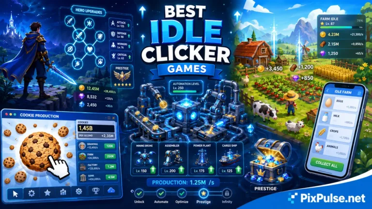 Best idle clicker games comparison featuring RPG, strategy, and mobile idle games