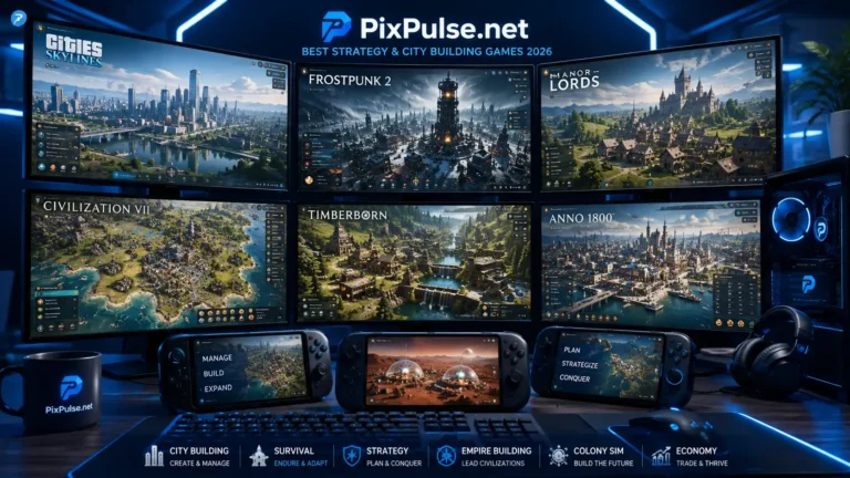 Best Strategy & City Building Games in 2026 featuring Cities Skylines, Frostpunk 2, and Manor Lords